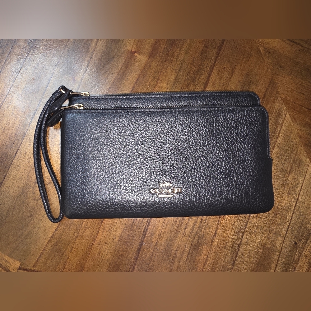 Coach Black Leather Wristlet